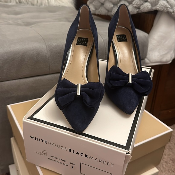 White House Black Market 3.5inch heels. Color is Elisa Officer Blue. - Picture 4 of 4